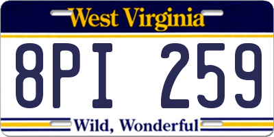 WV license plate 8PI259