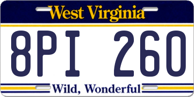 WV license plate 8PI260