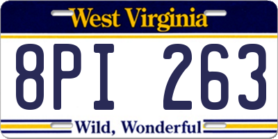 WV license plate 8PI263