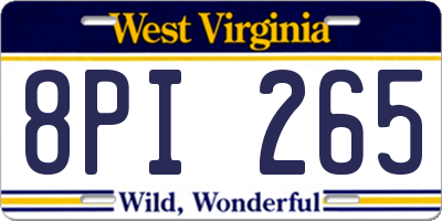 WV license plate 8PI265