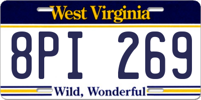 WV license plate 8PI269