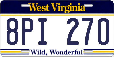 WV license plate 8PI270
