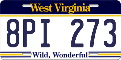 WV license plate 8PI273