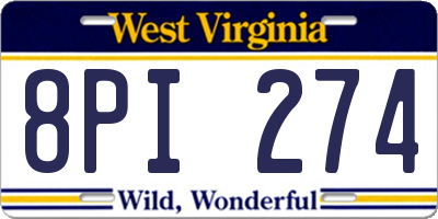 WV license plate 8PI274