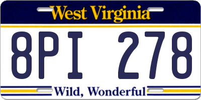 WV license plate 8PI278