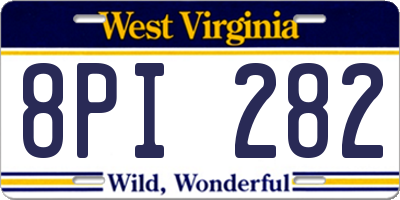 WV license plate 8PI282