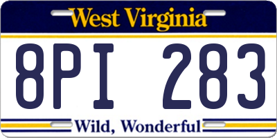 WV license plate 8PI283