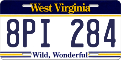 WV license plate 8PI284