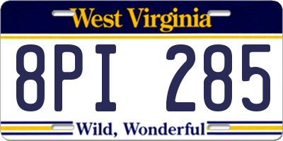 WV license plate 8PI285