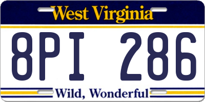 WV license plate 8PI286