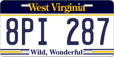WV license plate 8PI287