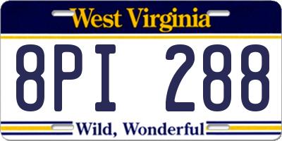 WV license plate 8PI288