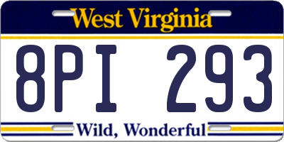 WV license plate 8PI293