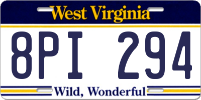 WV license plate 8PI294
