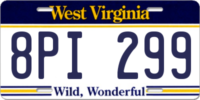 WV license plate 8PI299