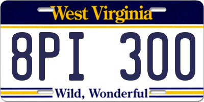 WV license plate 8PI300