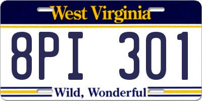WV license plate 8PI301