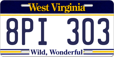 WV license plate 8PI303