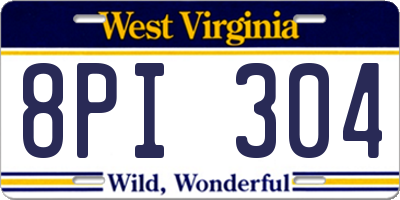 WV license plate 8PI304