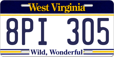 WV license plate 8PI305