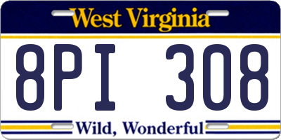 WV license plate 8PI308