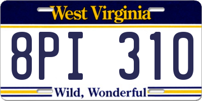 WV license plate 8PI310