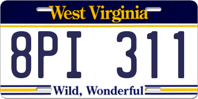 WV license plate 8PI311