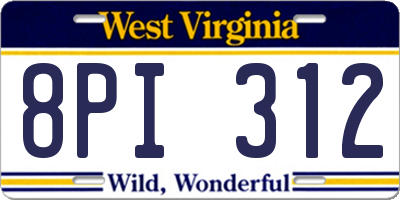WV license plate 8PI312