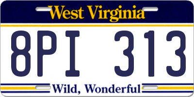 WV license plate 8PI313