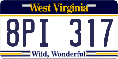 WV license plate 8PI317