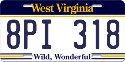 WV license plate 8PI318