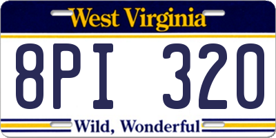 WV license plate 8PI320