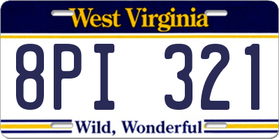 WV license plate 8PI321