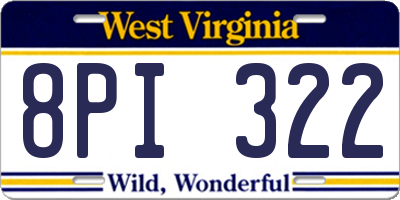 WV license plate 8PI322