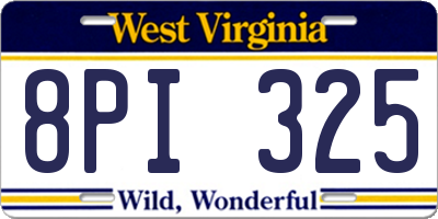 WV license plate 8PI325