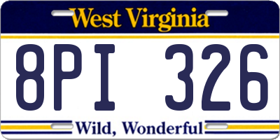 WV license plate 8PI326