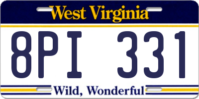 WV license plate 8PI331