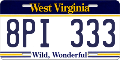WV license plate 8PI333
