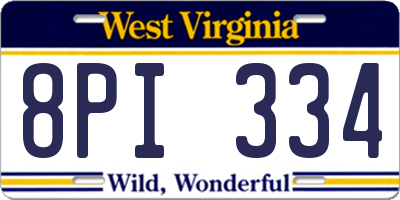 WV license plate 8PI334