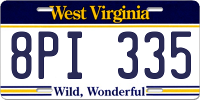 WV license plate 8PI335