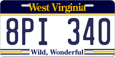 WV license plate 8PI340