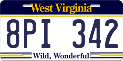 WV license plate 8PI342