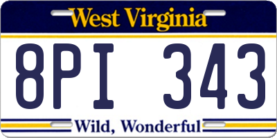 WV license plate 8PI343