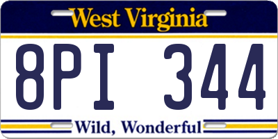 WV license plate 8PI344