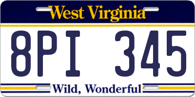 WV license plate 8PI345