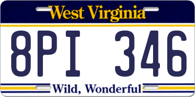 WV license plate 8PI346