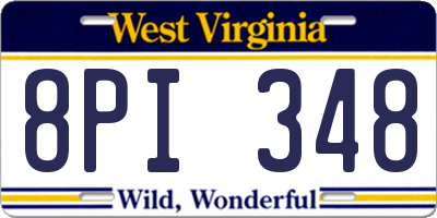 WV license plate 8PI348
