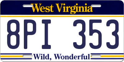 WV license plate 8PI353