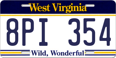 WV license plate 8PI354