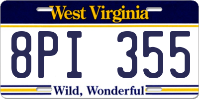 WV license plate 8PI355